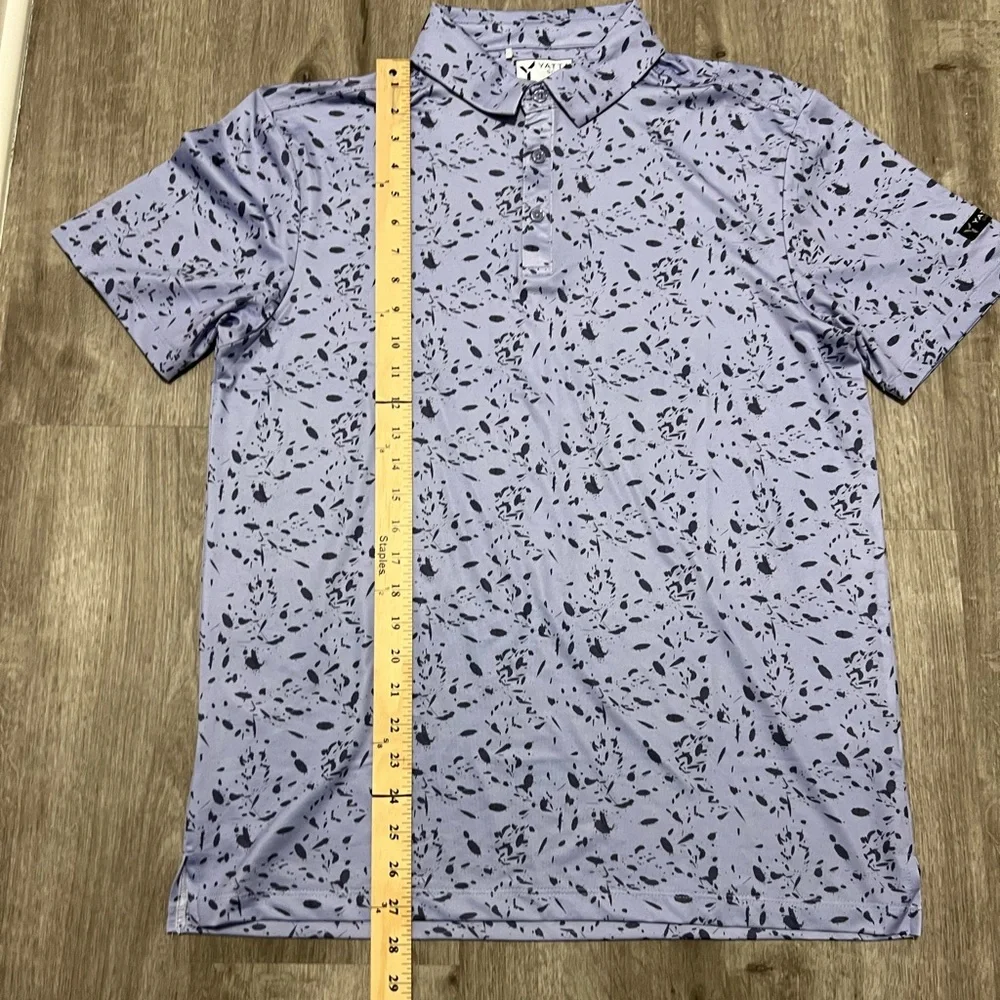 Yatta Golf men’s light purple w/ gray‎ splatter design polo, size M